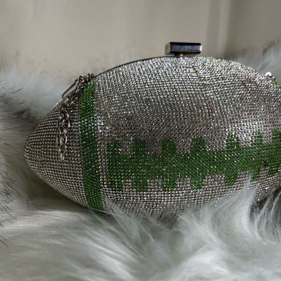 AKIRA Silver and Green Football Clutch - Picture 10 of 13